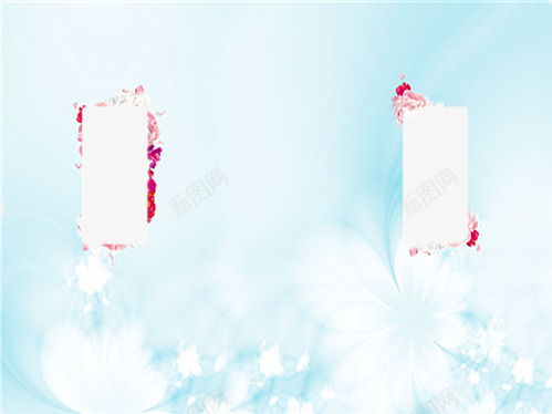 浅蓝唯美背景图png免抠素材_新图网 https://ixintu.com 淡色 清新 红花边 边框