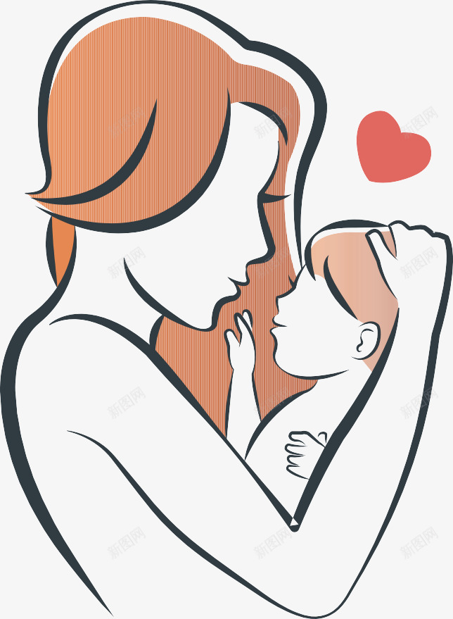 母爱插画图标png_新图网 https://ixintu.com 商标设计 女性节日Logo设计 妈妈 母亲节海报logo 节日标志图形 节日标志设计