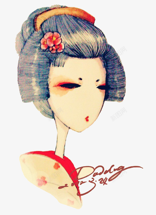 日本女人png免抠素材_新图网 https://ixintu.com 彩色 手绘美女 时尚插画