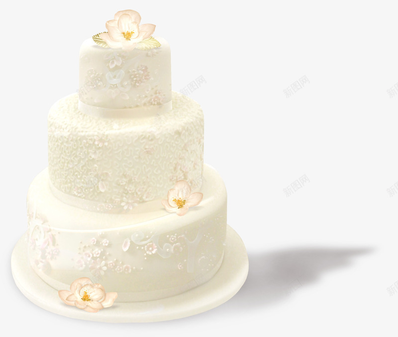 白色唯美镶花蛋糕png免抠素材_新图网 https://ixintu.com 唯美风格 生日蛋糕素材 白色