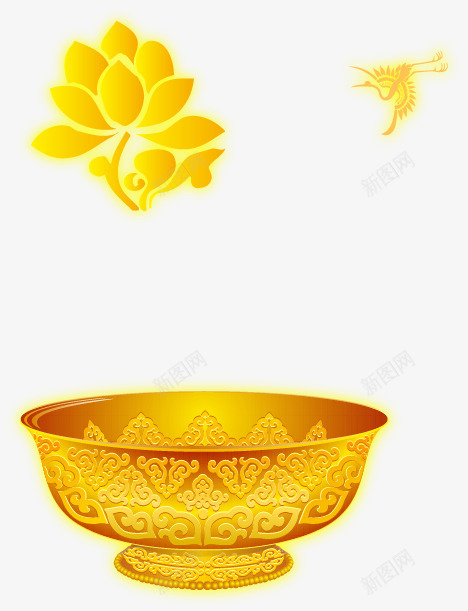 金莲花碗png免抠素材_新图网 https://ixintu.com png图形 花纹 莲花 装饰 金碗 金色