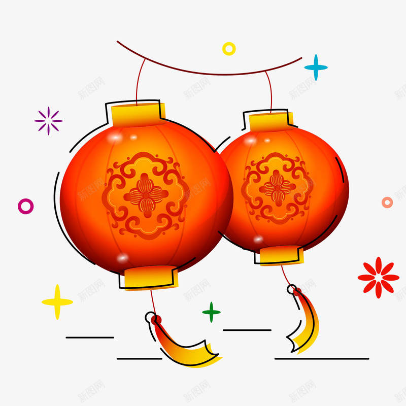 新年大红灯笼元素png免抠素材_新图网 https://ixintu.com 2019 农历新年 新年 新年快乐 灯笼 猪年 红灯笼