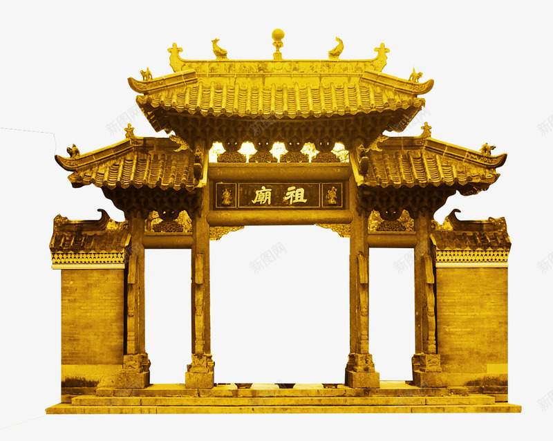 黄色的祖庙png免抠素材_新图网 https://ixintu.com PNG图形 PNG装饰 建筑物 房屋 祖庙 装饰
