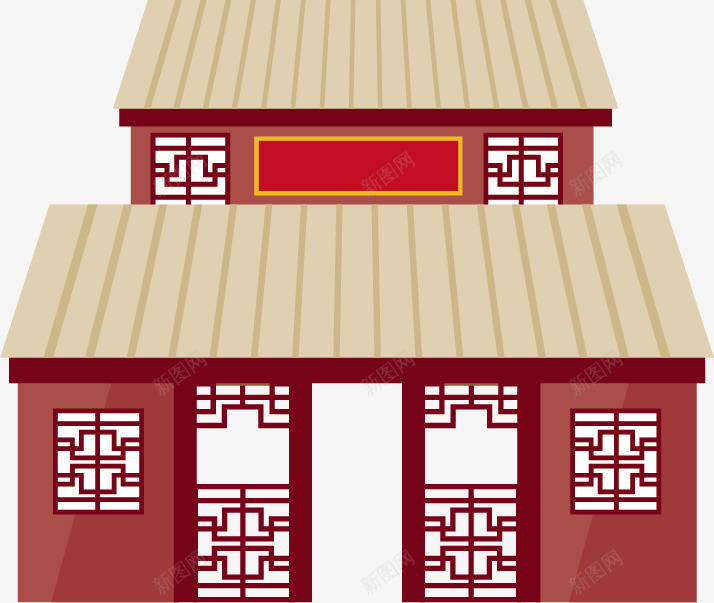 复古风格中国古建筑png免抠素材_新图网 https://ixintu.com 中国古典建筑 仿古建筑 复古风格中国古建筑设计 房子
