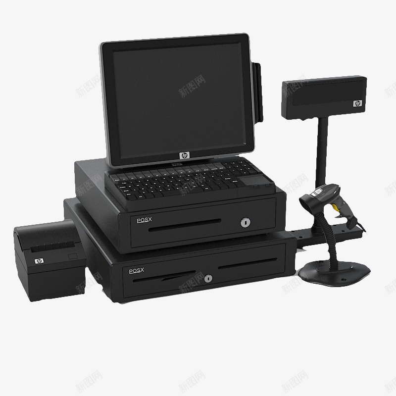 黑色超市收款机png免抠素材_新图网 https://ixintu.com 收款机 收钱机 收银 收银机 收银机器 收银柜 质感 黑色超市收款机