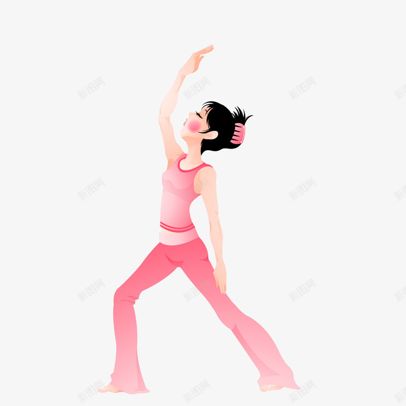 卡通美女png免抠素材_新图网 https://ixintu.com 做体操 卡通 卡通美女 粉色 美女 美女卡通 运动 锻炼身体