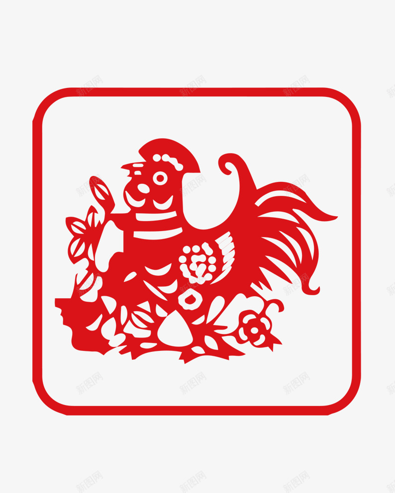 公鸡剪纸片png免抠素材_新图网 https://ixintu.com 公鸡 公鸡剪纸 剪纸素材 新年素材 生肖 鸡年 鸡年素材