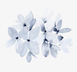 浅蓝色个性花朵手绘素材