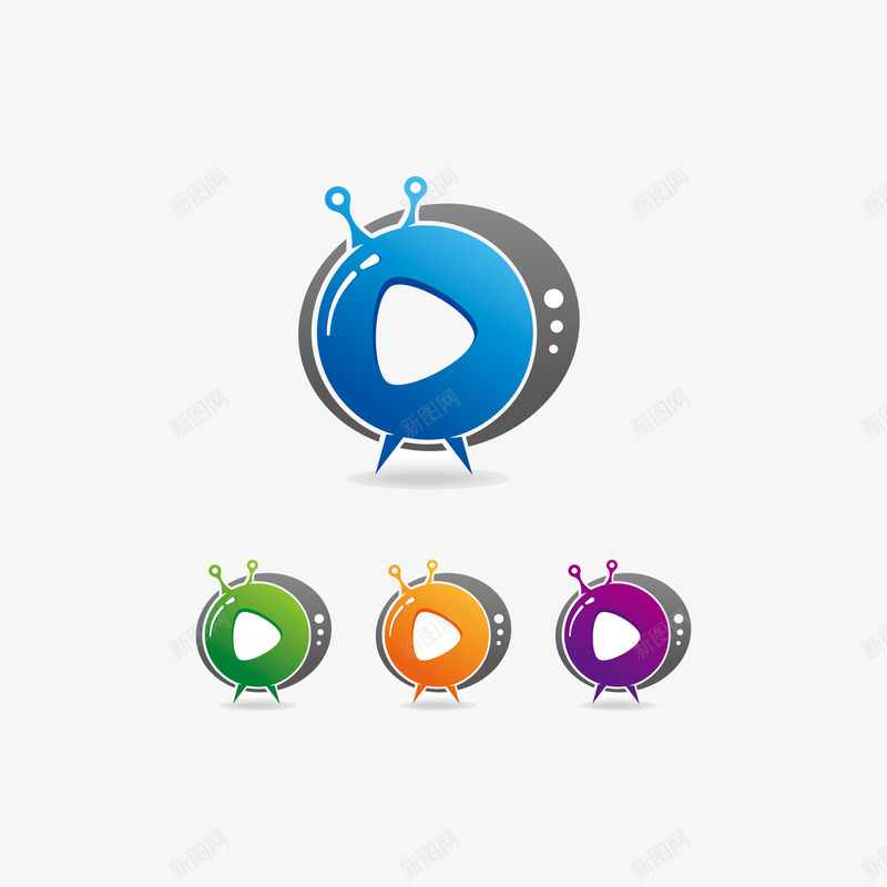 可爱卡通播放器标识图标png_新图网 https://ixintu.com ui设计 卡通风格 可爱 循环播放 播放器 标志设计 高清