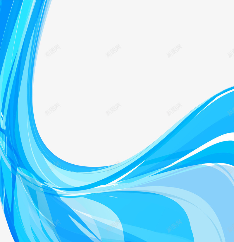 蓝色清新海浪png免抠素材_新图网 https://ixintu.com 图形 大海 弧形 曲线 海浪 清新 简约 蓝色