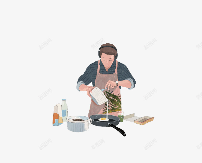 女人锅具调料做饭png免抠素材_新图网 https://ixintu.com 做饭 创意 卡通手绘 唯美 女人 微笑 抽象 黑色