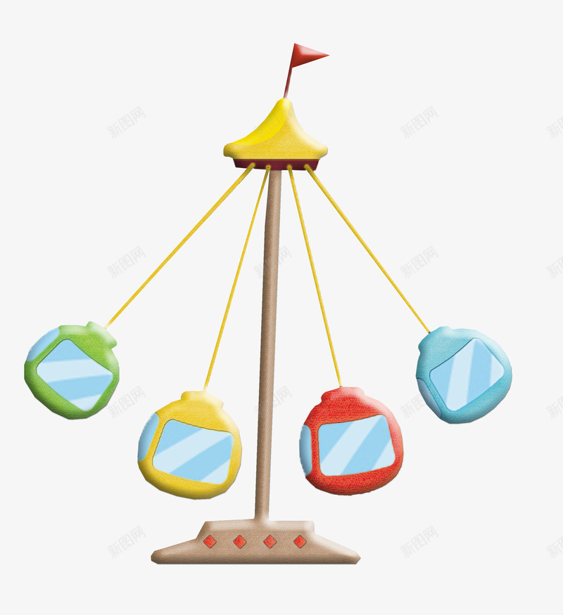 游乐园png免抠素材_新图网 https://ixintu.com 卡通 大摆锤 平扁图形 机械设备