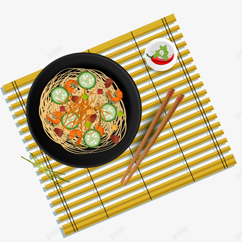 扁平日式拉面料理png免抠素材_新图网 https://ixintu.com 俯视图 拉面 日式 筷子 美味