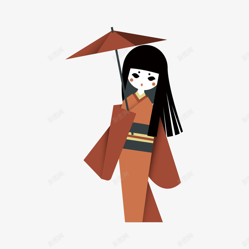 手绘卡通日本艺伎矢量图eps免抠素材_新图网 https://ixintu.com 卡通手绘 卡通画 打着伞的艺伎 矢量卡通 矢量手绘 矢量日式卡通 矢量艺伎 矢量图