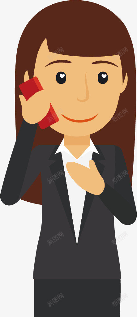 商务女士卡通插画矢量图ai免抠素材_新图网 https://ixintu.com 卡通插画 商务 客户 工作 打电话 服装 联络 矢量图
