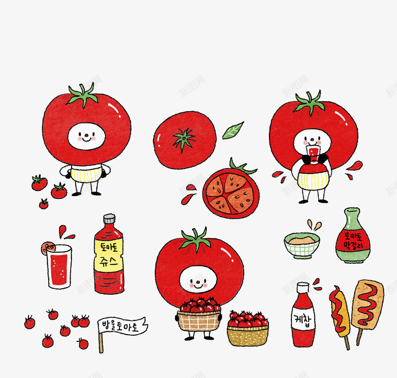 创意西红柿系列小插画png免抠素材_新图网 https://ixintu.com 创意插画 卡通 卡通插画 平面 手绘 番茄 西红柿 读物插画 食物
