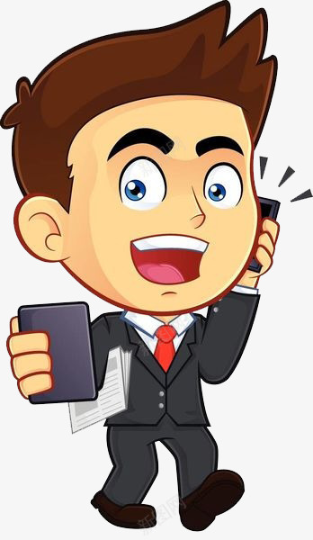 一个在打电话的人png免抠素材_新图网 https://ixintu.com 上班族 卡通手绘 套装 手机 西装革履 领带