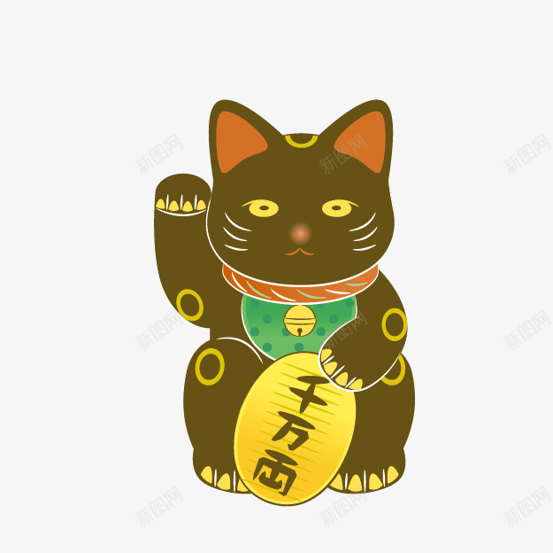 卡通黑色招财猫png免抠素材_新图网 https://ixintu.com 卡通招财猫 新年图案 日式摆设 黑色招财猫