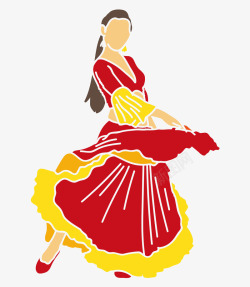 卡通女人跳舞斗牛舞西班牙舞矢量图素材