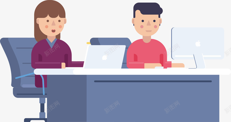 卡通手绘商务合作人物png免抠素材_新图网 https://ixintu.com 交流 办公 商业 商务合作 商务男女生 扁平化 职场女性 职场男性