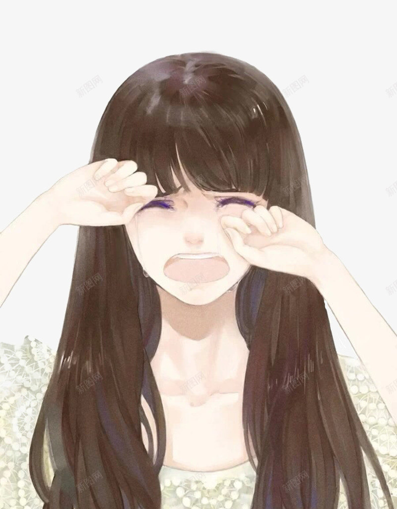 哭泣的女孩png免抠素材_新图网 https://ixintu.com 哭泣 哭泣的人 唯美 女孩 长发