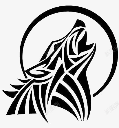 黑色简易的狼形标志图标png_新图网 https://ixintu.com 元素 图形 头狼 标志 狼形 黑色