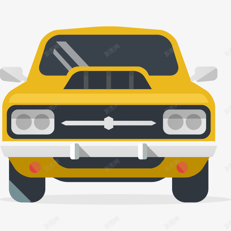 扁平化黄色汽车车头png免抠素材_新图网 https://ixintu.com 扁平 汽车 黄色