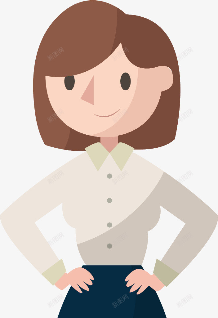 微笑的服务人员矢量图ai免抠素材_新图网 https://ixintu.com 制服 可爱 女人 微笑 白色 短发 衬衫 矢量图