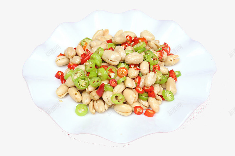 双椒拌花生png免抠素材_新图网 https://ixintu.com 中华美食 传统美食 农家菜 家常菜 美味熟菜 花生米 餐饮美食