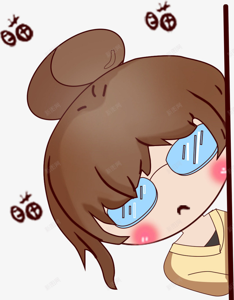 手绘偷瞄卡通小女孩表情包png免抠素材_新图网 https://ixintu.com 偷瞄人物 偷瞄卡通小女孩 手绘女孩 表情包