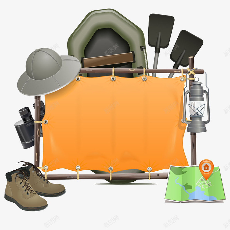 户外旅游用品png免抠素材_新图网 https://ixintu.com 卡通 户外 旅游用品