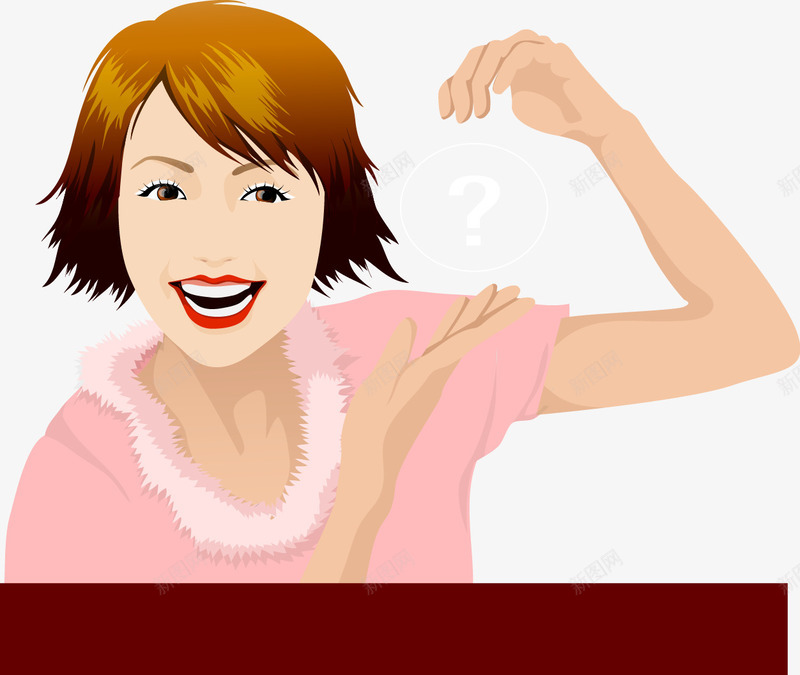 微笑打招呼的短发时尚女孩png免抠素材_新图网 https://ixintu.com 微笑女孩 微笑打招呼的短发时尚矢量女孩 时尚女性 短发女孩 粉衣女人