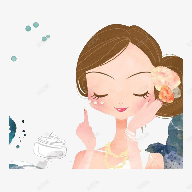 手绘女孩化妆png免抠素材_新图网 https://ixintu.com 化妆 化妆品 化妆间 唯美 女孩化妆 手绘 手绘女孩 护肤品