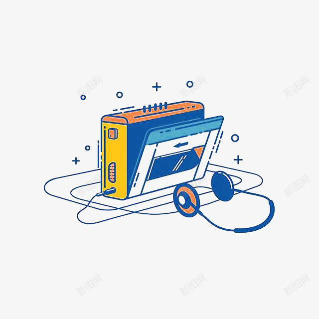CD机png免抠素材_新图网 https://ixintu.com 图形设计 插画 磁带 耳机