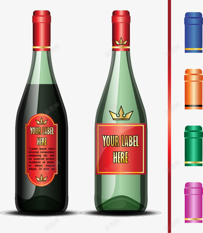 酒品包装矢量图eps免抠素材_新图网 https://ixintu.com 产品设计 包装设计 矢量免费图片素材 酒瓶模板 矢量图