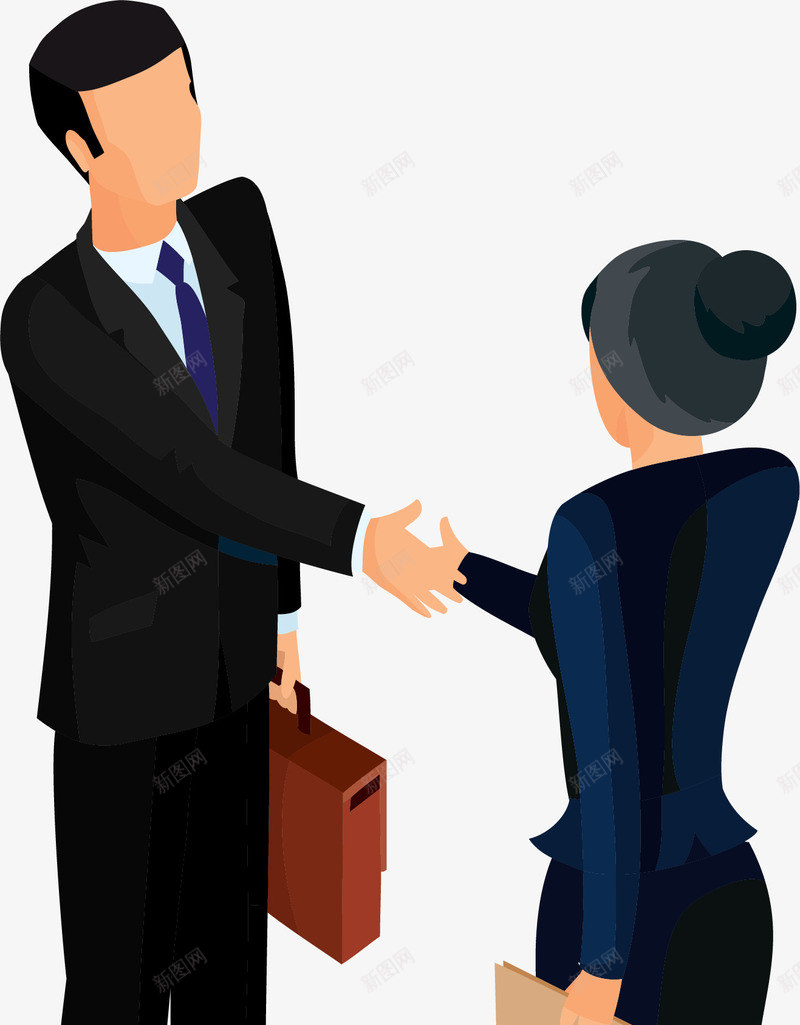 卡通商务人士握手png免抠素材_新图网 https://ixintu.com 交流 人物 卡通图案 合作 商务男女生 握手 电子商务 立体 网络购物