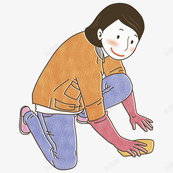 卡通擦地的女人png免抠素材_新图网 https://ixintu.com 保洁员 卡通 女人 工服 微笑的 手绘 擦地 清洁工 清洁阿姨 社区清洁