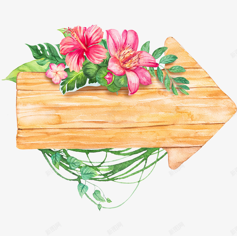 唯美的手绘绿植指示牌6png免抠素材_新图网 https://ixintu.com 唯美 手绘 指示牌 绿植 花