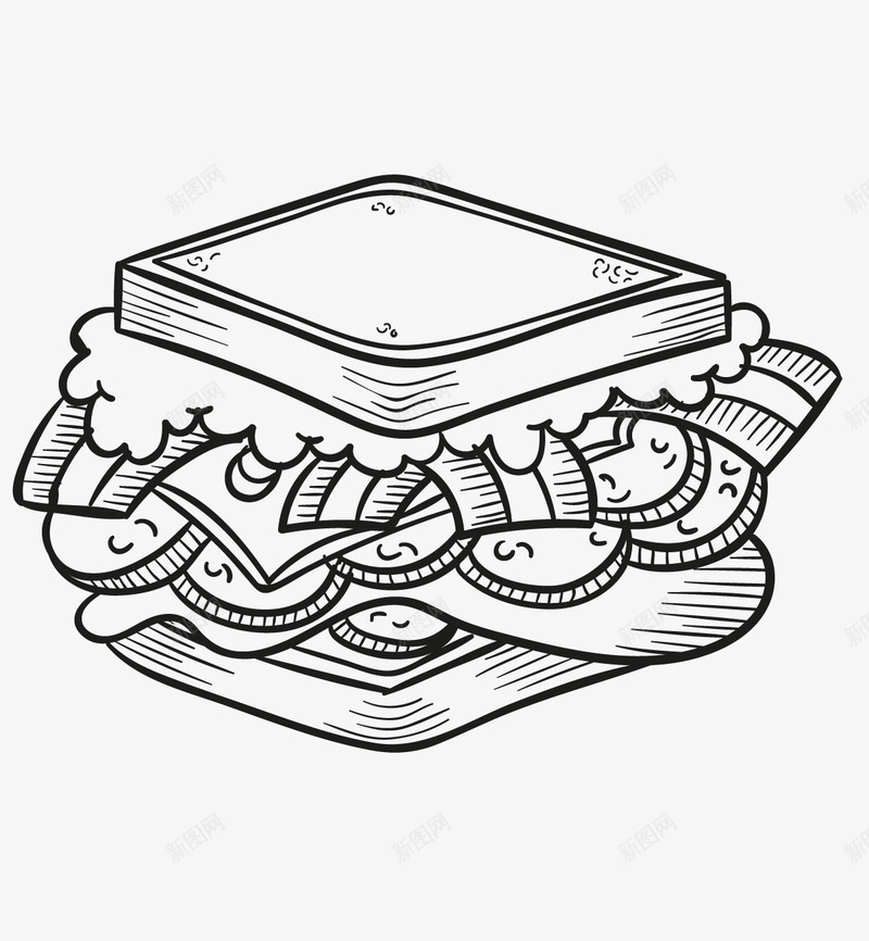 手绘三明治图标png_新图网 https://ixintu.com png图形 png装饰 三明治 手绘 装饰 食物