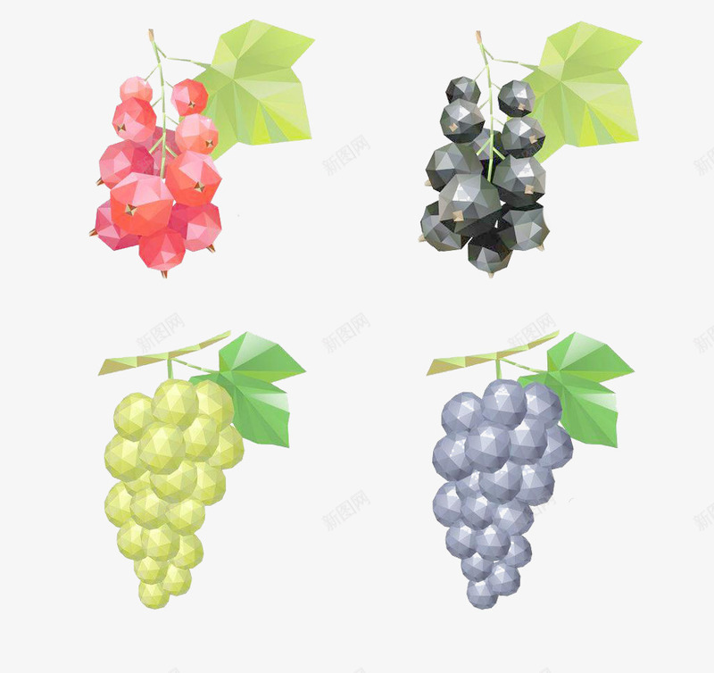 几何葡萄类png免抠素材_新图网 https://ixintu.com 几何体 水果 红提 葡萄 青提 食物 黑加仑