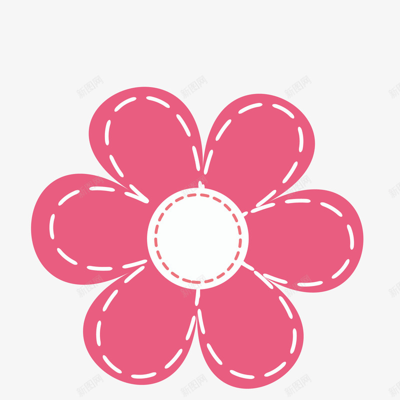 红色手绘的花朵png免抠素材_新图网 https://ixintu.com png图形 红色 花朵 虚线 装饰