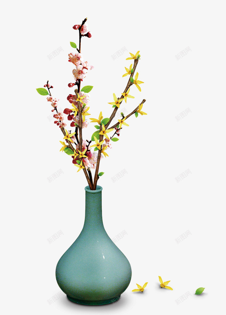 唯美精美花瓶花束png免抠素材_新图网 https://ixintu.com 唯美 桃花 精美 花朵 花束 花瓣 花瓶