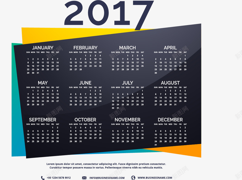 公司商务日历模板png免抠素材_新图网 https://ixintu.com 2017年日历 台历 商务日历 挂历 矢量素材