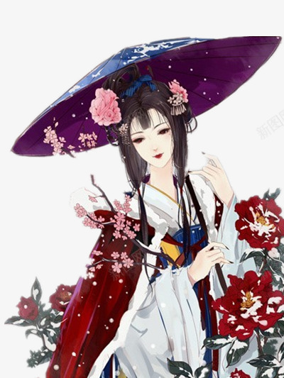 古风唯美插画png免抠素材_新图网 https://ixintu.com 古风 唯美 女子 装饰