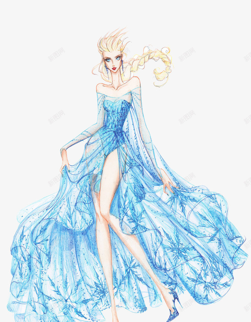 唯美礼服婚纱插画png免抠素材_新图网 https://ixintu.com 唯美礼服画稿 手绘时尚女装 手绘礼服设计