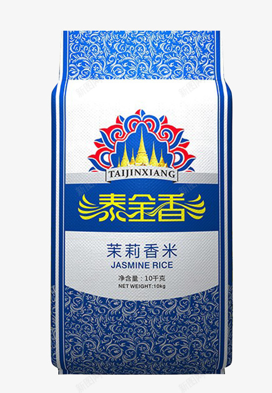 泰金香茉莉香米png免抠素材_新图网 https://ixintu.com 包装设计 泰金香 米袋子 茉莉香米 袋子 装大米