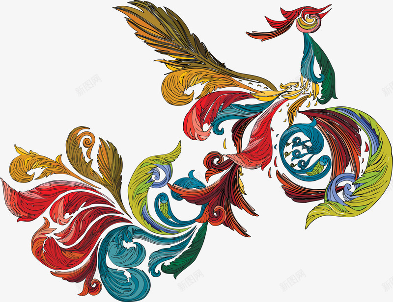 唯美凤凰矢量图ai免抠素材_新图网 https://ixintu.com 传说 凤凰 国鸟 美丽 矢量图