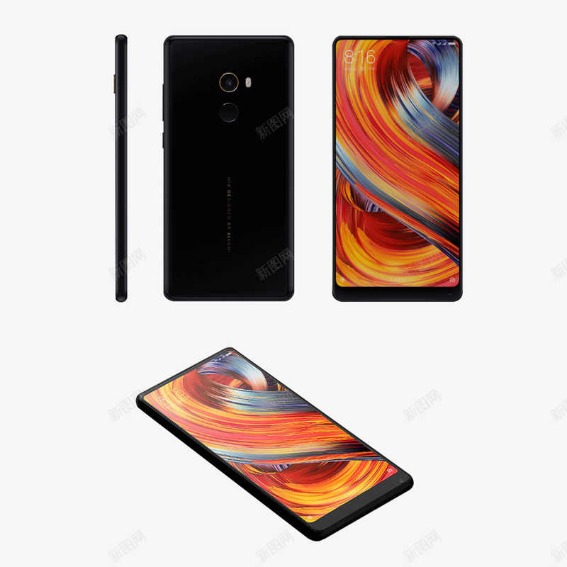 黑色小米手机三视图mix2png免抠素材_新图网 https://ixintu.com mix2 三视图 产品实物 小米手机 手机 通讯 黑色小米手机