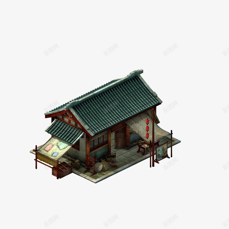 游戏古代商铺png免抠素材_新图网 https://ixintu.com 古代商铺 古代杂货铺 古代铺子 效果图 游戏古代商铺