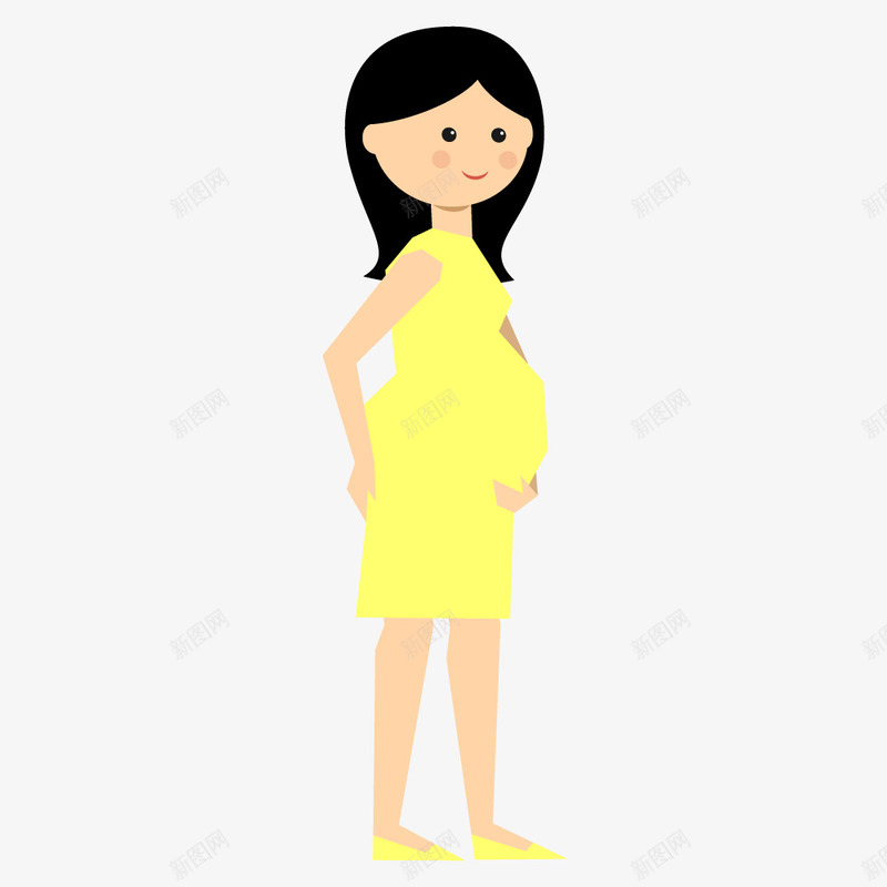 黄色裙子孕妇扁平人物插图矢量图ai免抠素材_新图网 https://ixintu.com 休闲 商务人物 女士 孕妇 扁平化 站姿 简约 设计 黄色裙子 矢量图